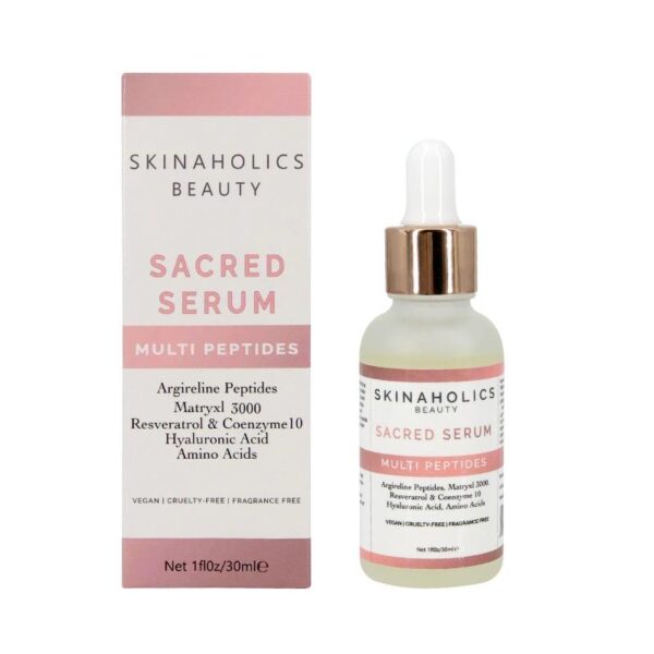 Sacred Serum Muti Performance Peptide Serum Matrixyl 3000 Argireline Hyaluronic Acid Resveratrol Q10 30ML